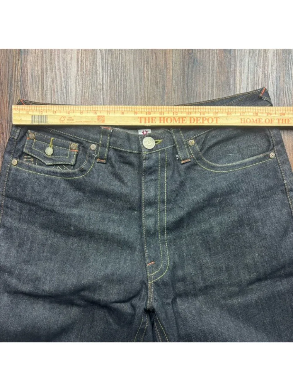Vintage Y2K Mens 38 True Religion Buddha Embroidered Jorts Denim Jean Shorts